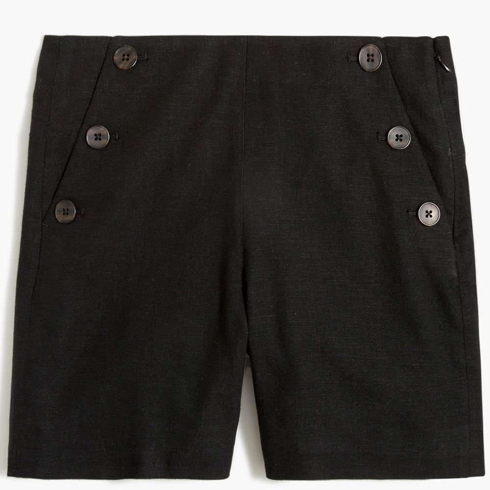 J CREW Linen Blend Drapey Sailor Short High Rise Black Size 2